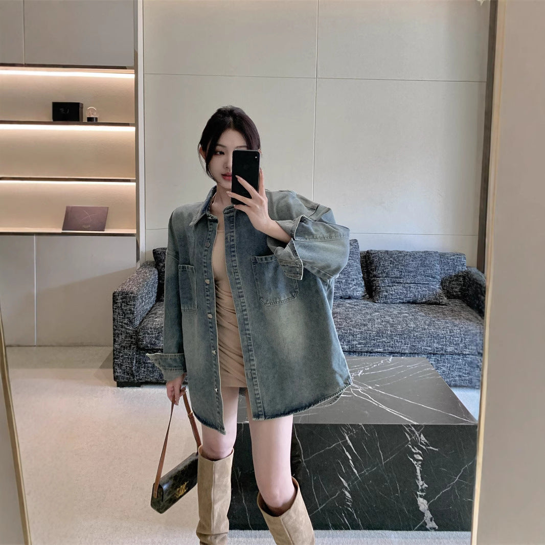 Chemise en denim oversize pour femmes Chic & Stil