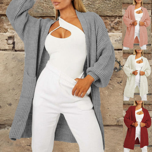Women's knit cardigan with deep V-neck and generous pockets Amarae