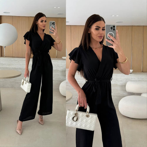 Ladies Wide Leg Ruffle Jumpsuit Amarae