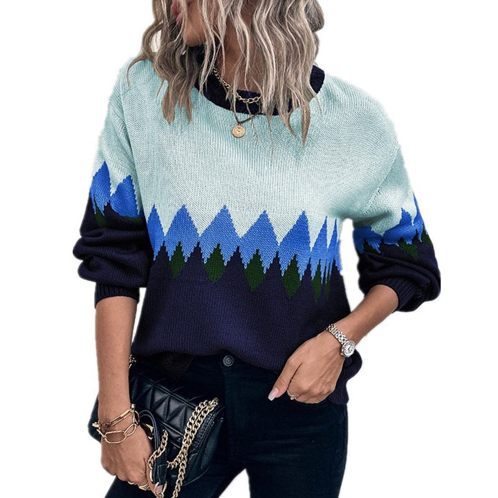 Women's sweater with trendy mountain pattern and comfortable round neck Lune London
