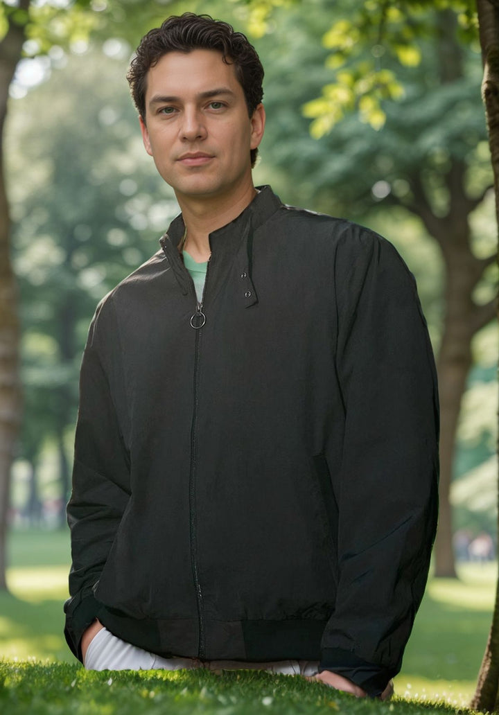 Lightweight transition jacket for men with high collar and side pockets Lune London