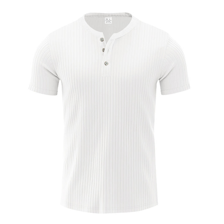 Trendy short sleeve Henley shirt for men with textured design Amarae