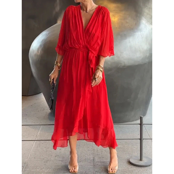 Lune London | Lacing Batwing Sleeve Asymmetrical Dress