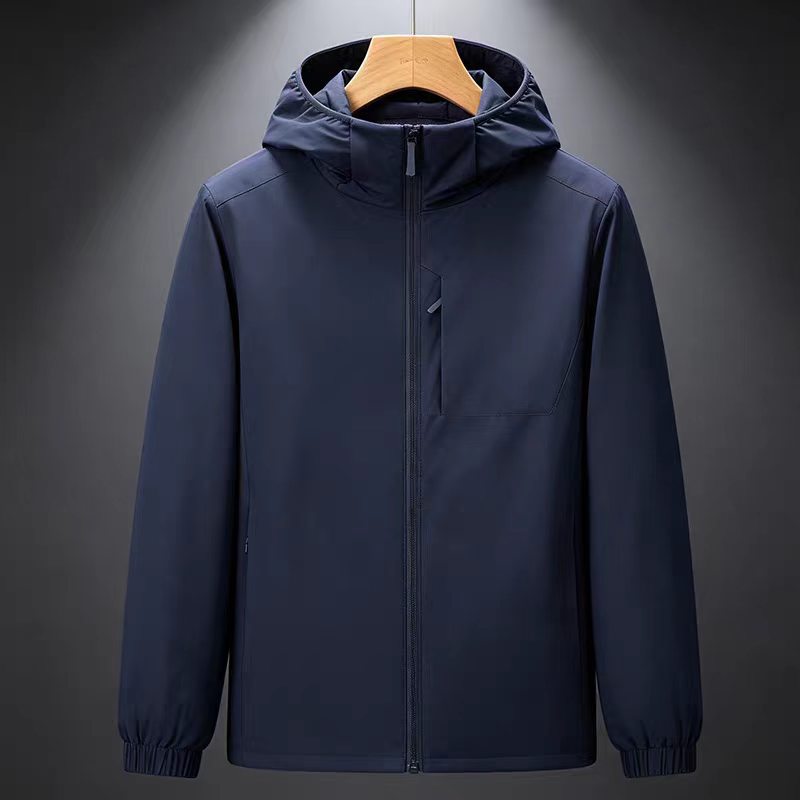 Men's Lightweight Waterproof Softshell Rain Jacket with Hood and Hidden Chest Pocket Amarae