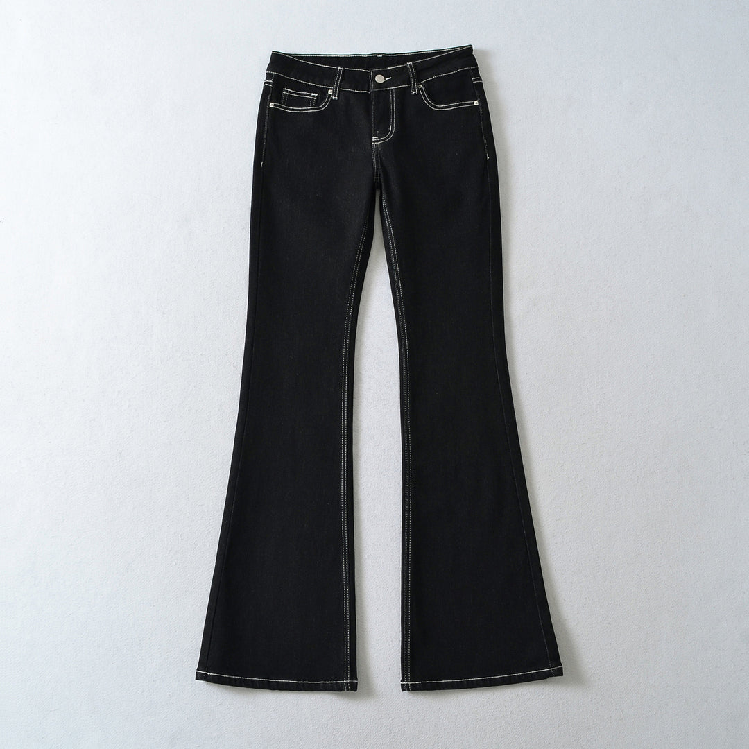 Women Flared Jeans with decorative center seam and contrast stitching Amarae