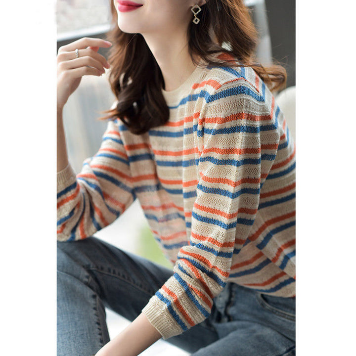 Pull en tricot décontracté pour femme avec motif rayé Chic & Stil