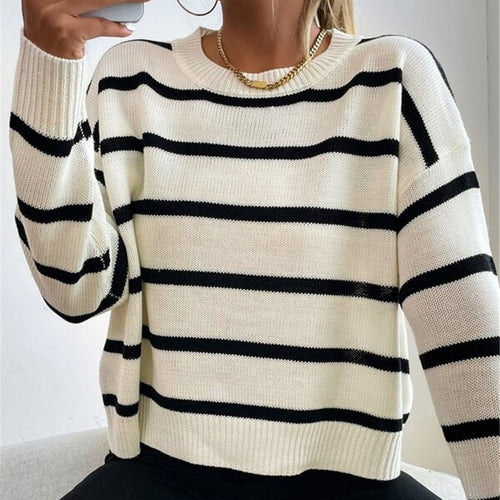 Casual knitted sweater for women with captivating striped patterns Amarae