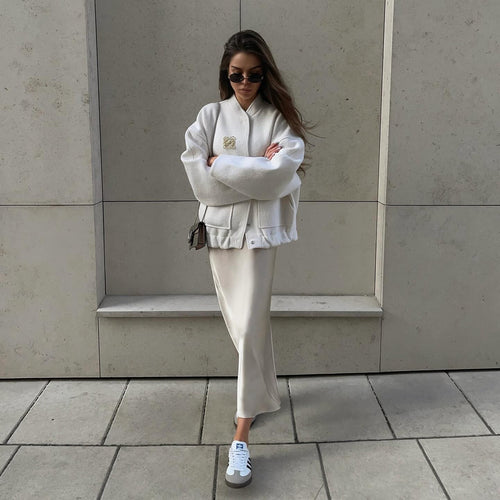 Oversized sporty jacket for women with elegant button details and a relaxed fit Amarae