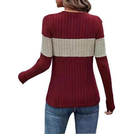 Women's long sleeve top with modern zipper and striped pattern Lune London