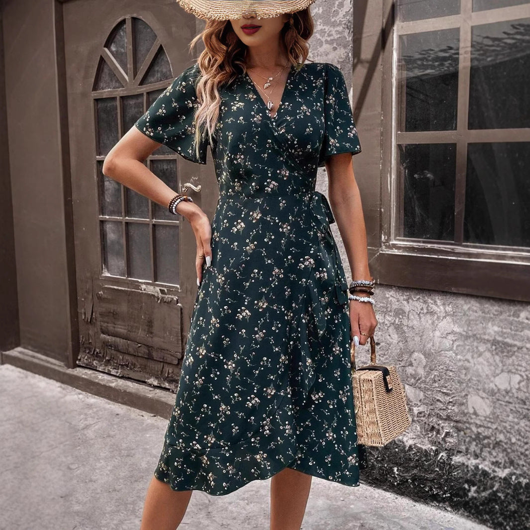 Lune London Elegant Floral Wrap Dress for Ladies