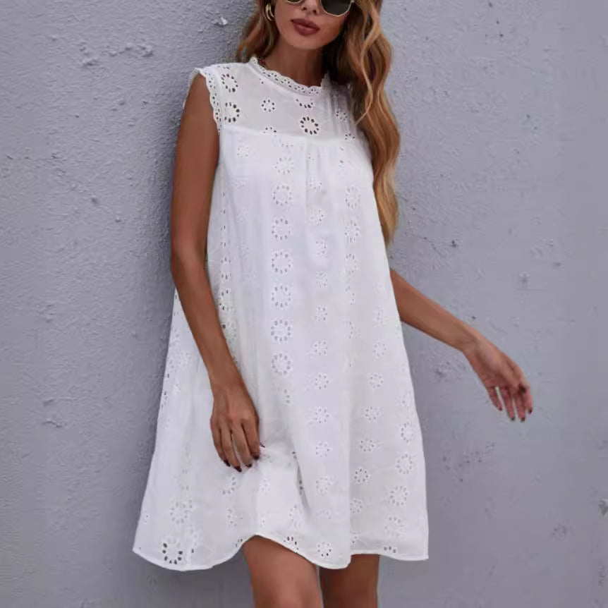 Women Embroidered Lace Tunic Dress Lune London