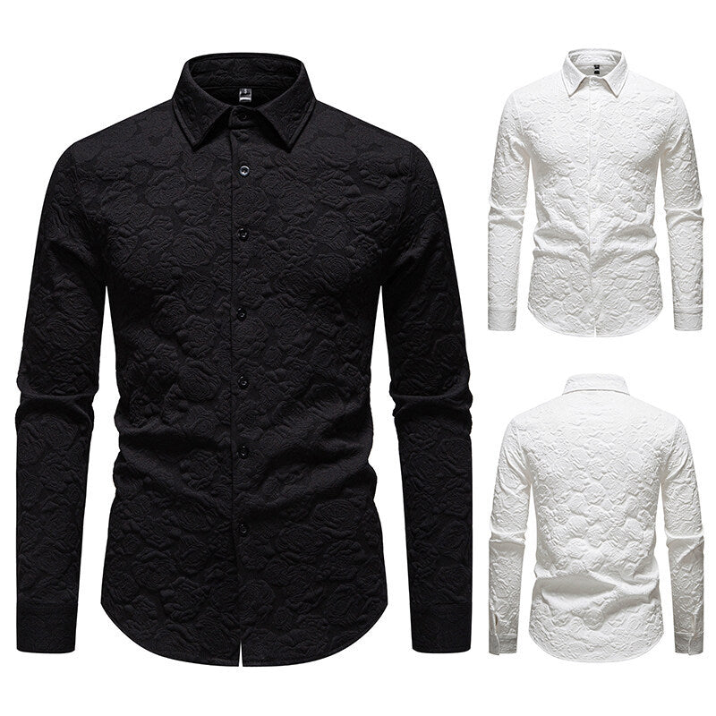 Men's Long Sleeve Shirt with Textured Design Amarae