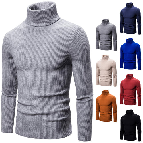 Men's knitted turtleneck sweater with ribbed structure Amarae