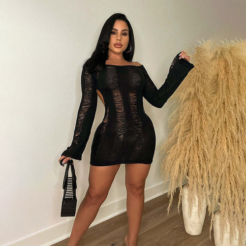 Fitted mini dress for women with long sleeves and structured design Amarae