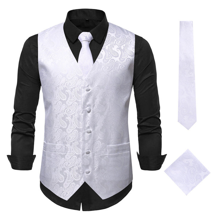 Elegant waistcoat for men with a stylish paisley pattern and matching accessories Lune London