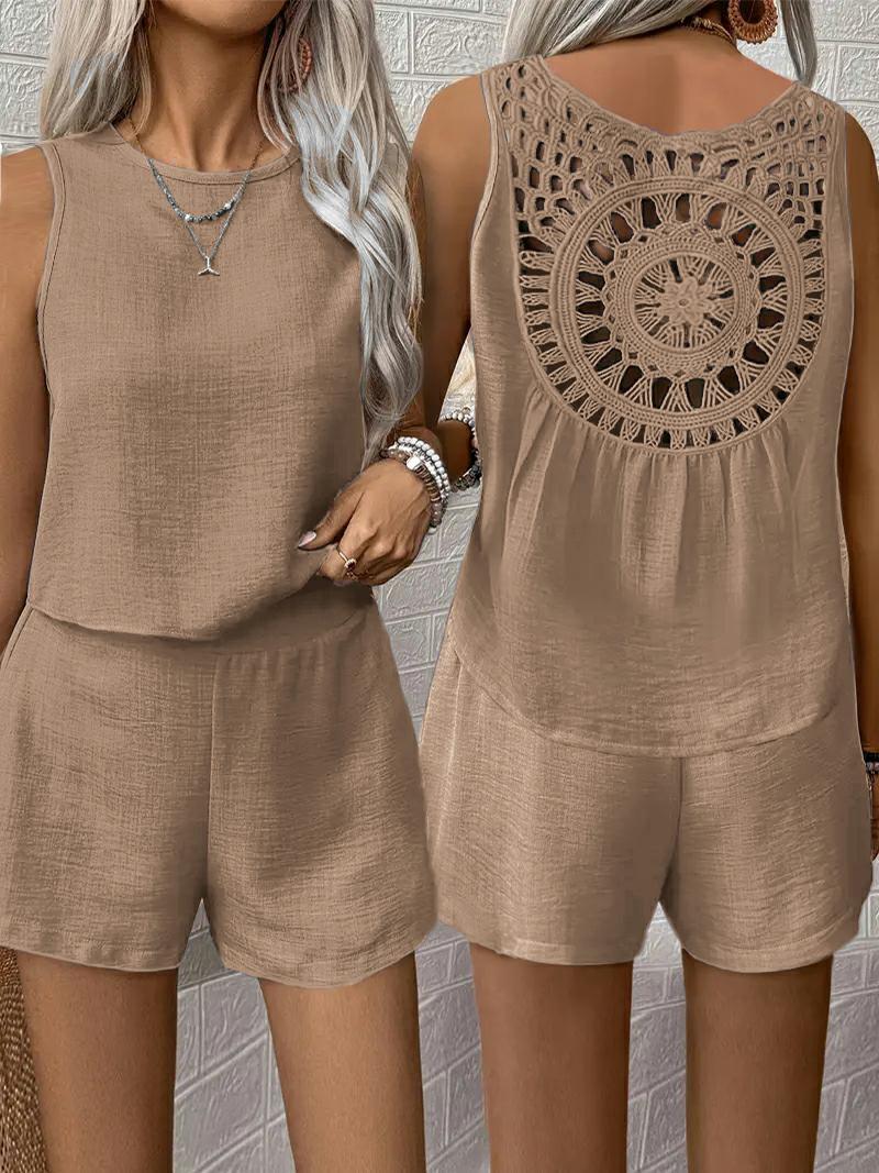 Women Boho Chic Crochet Back Jumpsuit Lune London