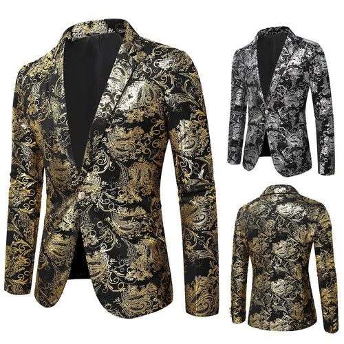 Men's Elegant Gold Pattern Blazer Amarae