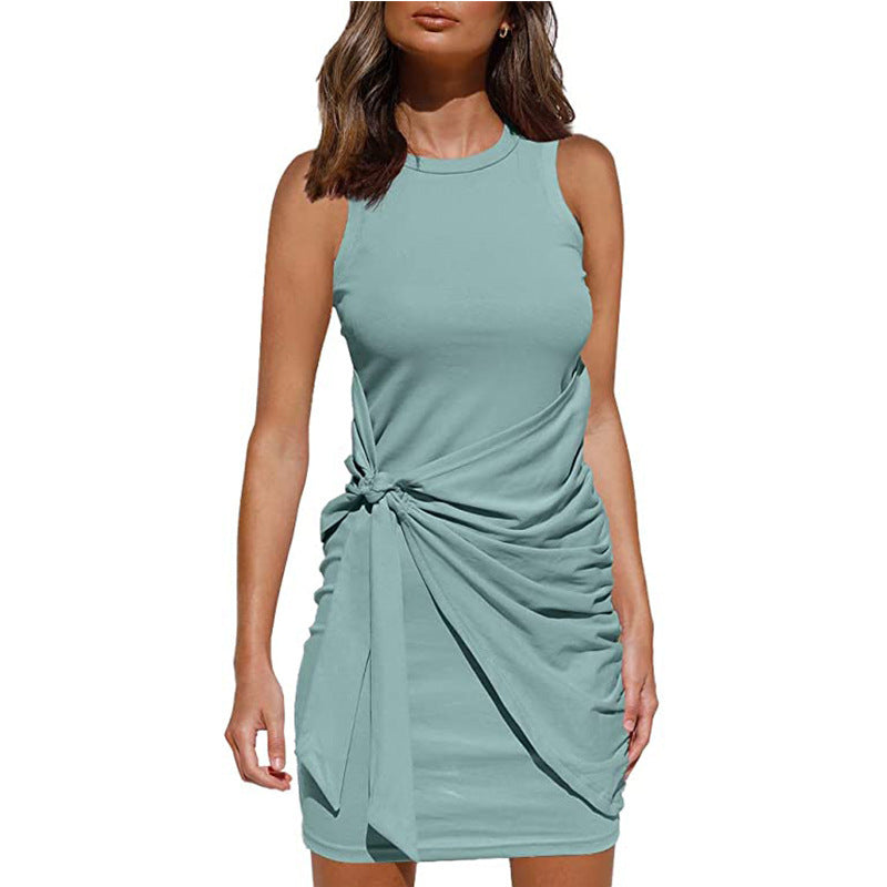 Chic and Stylish Draped Twisted Sleeveless Mini Dress