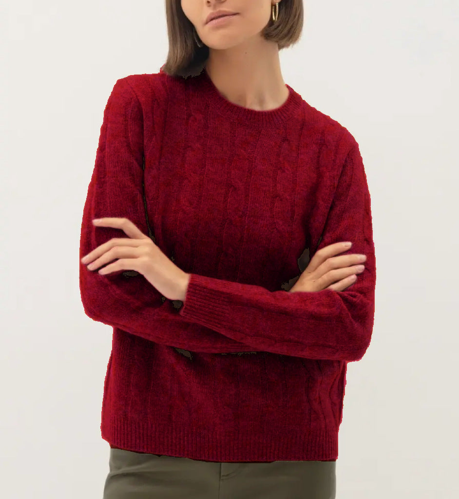 Ladies warm knitted sweater with cable knit pattern Lune London