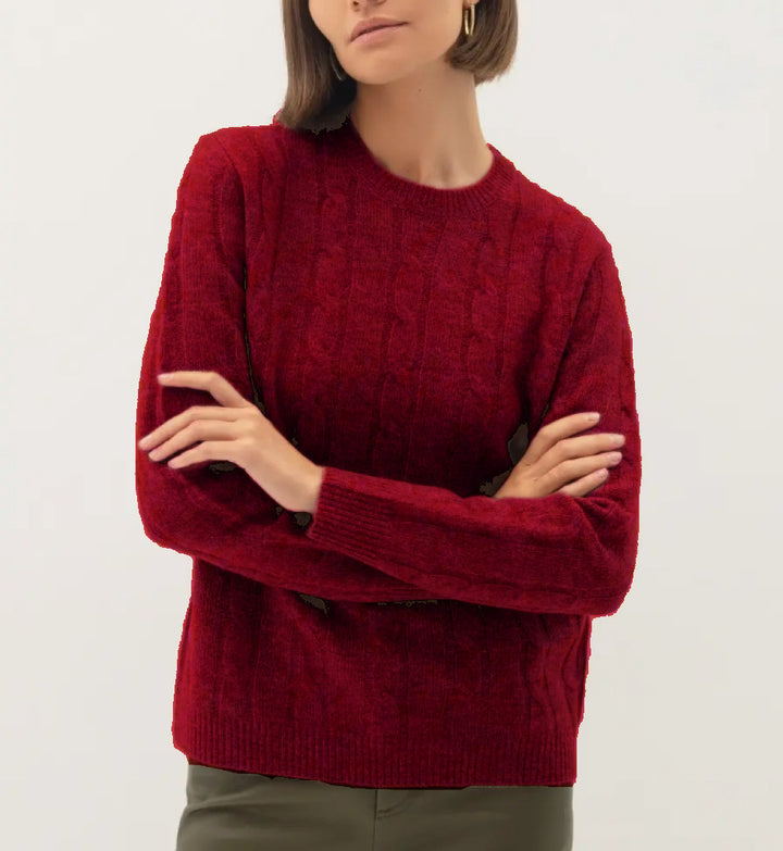 Ladies warm knitted sweater with cable knit pattern Lune London
