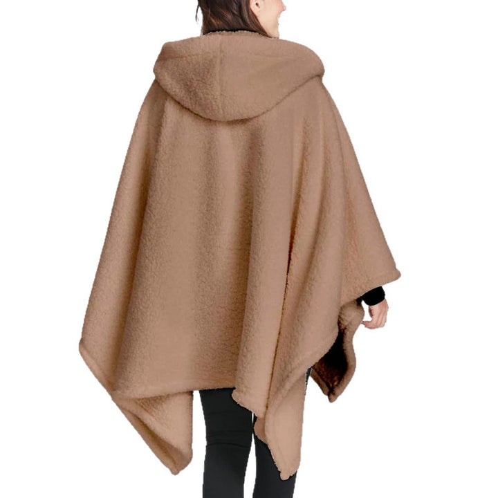 Women's Hooded Poncho made of Teddy Fleece with Applied Pockets Amarae