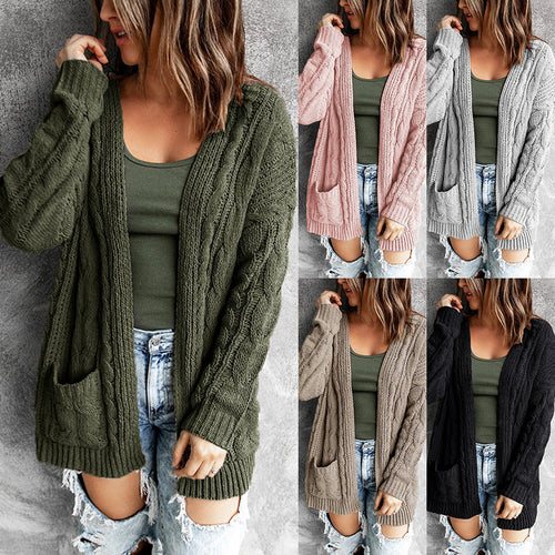 Oversized casual style women's knitted jacket with open front Amarae