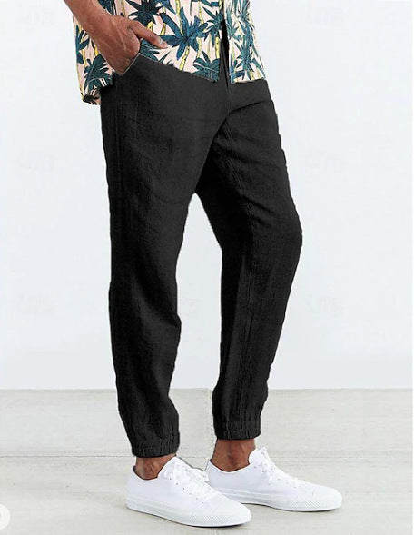Casual linen pants for men with elastic waist and side pockets Lune London