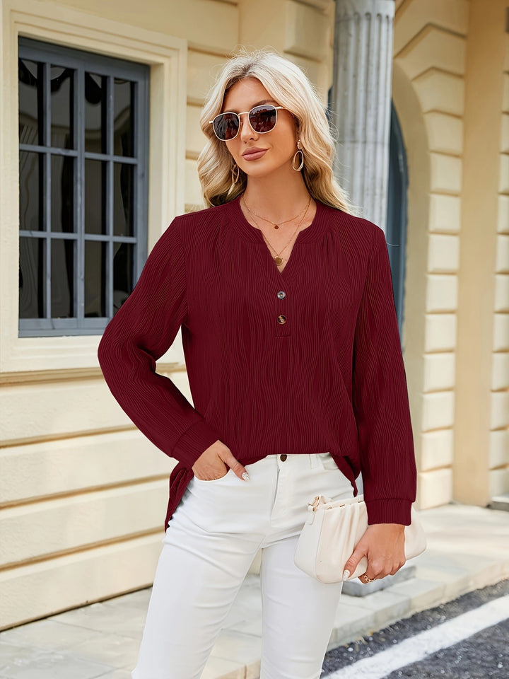 Women Long Sleeve Blouse with Clear Structure and Buttoned Details Lune London