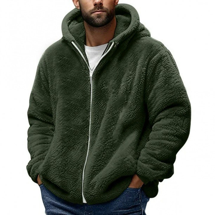 Men's Cozy Teddy Fleece Zip-Up Hoodie with Oversized Fit Amarae