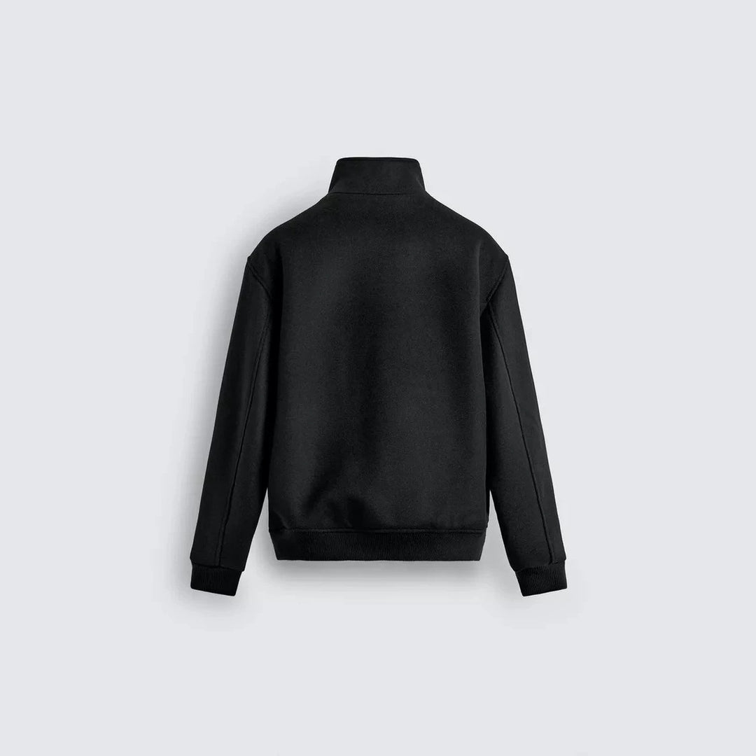 Men's short wool bomber jacket with high stand-up collar and patch flap pockets Amarae