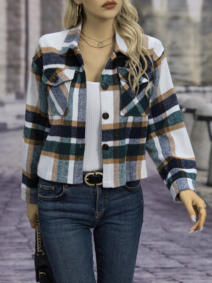 Ladies Checked Flannel Jacket with Pockets Amarae