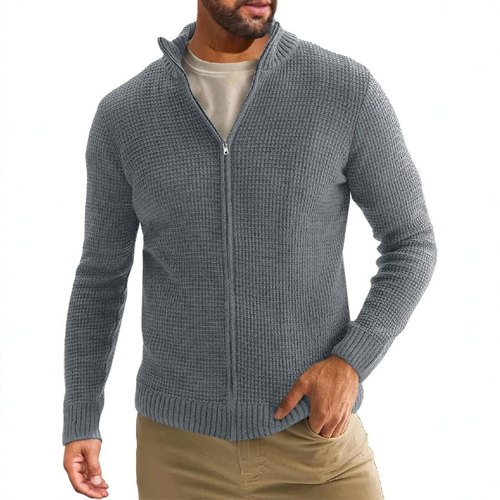 Men's knitted jacket with high collar and convenient zipper Lune London