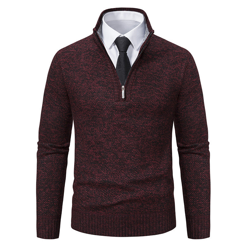 Elegant knitted sweater for men with half-zip and textured surface Lune London