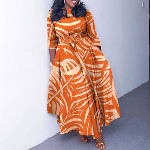 Maxi dress for women with a waist belt and long sleeves Amarae