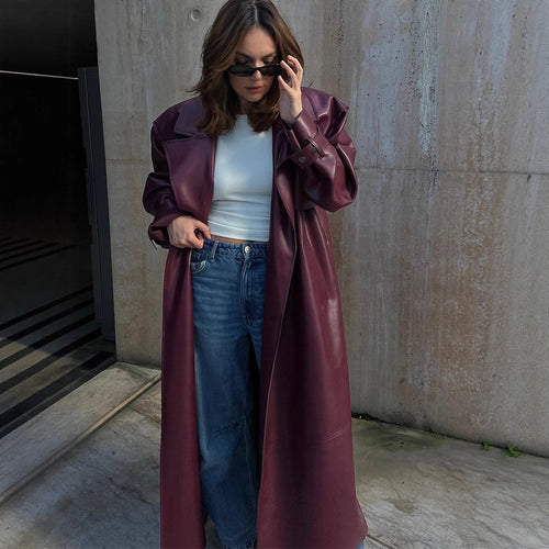 Amarae elegant ladies' leather jacket with voluminous sleeves and a belt at the waist