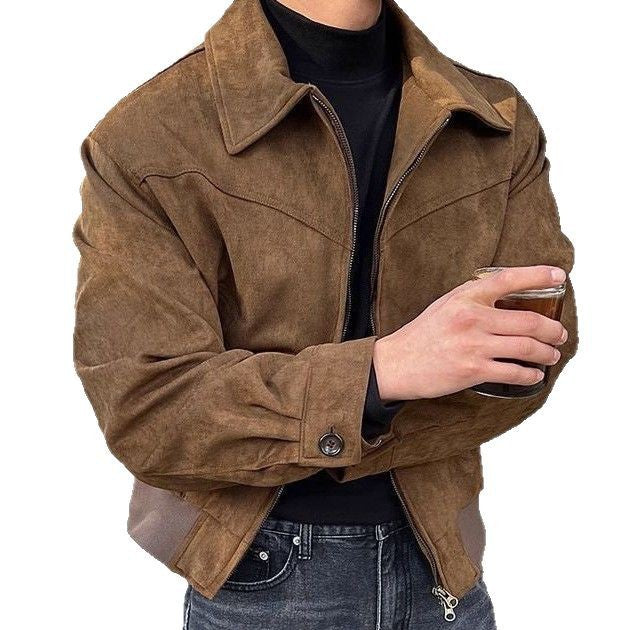 Casual transition jacket for men in soft synthetic leather with zipper Lune London