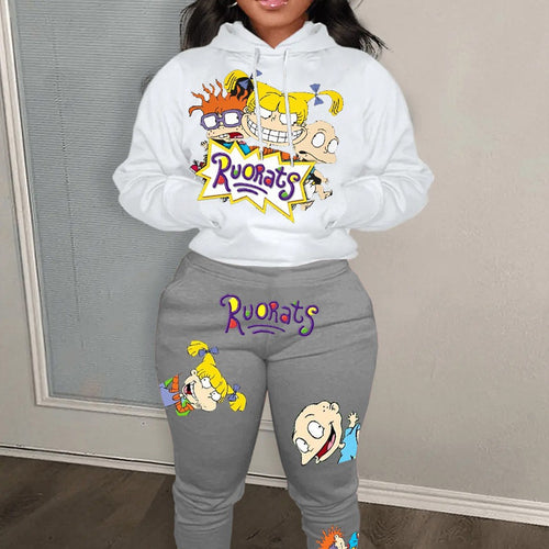 Women's hoodie and jogger set with colorful cartoon patterns Amarae