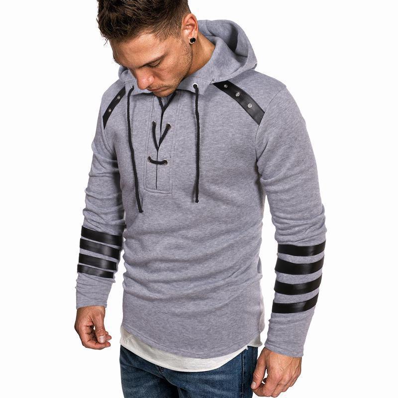 Men's Hoodie with innovative leather detail Lune London