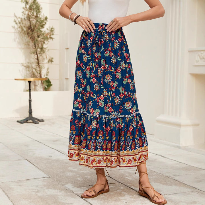 Women Bohemian Chic Floral Maxi Skirt and Style