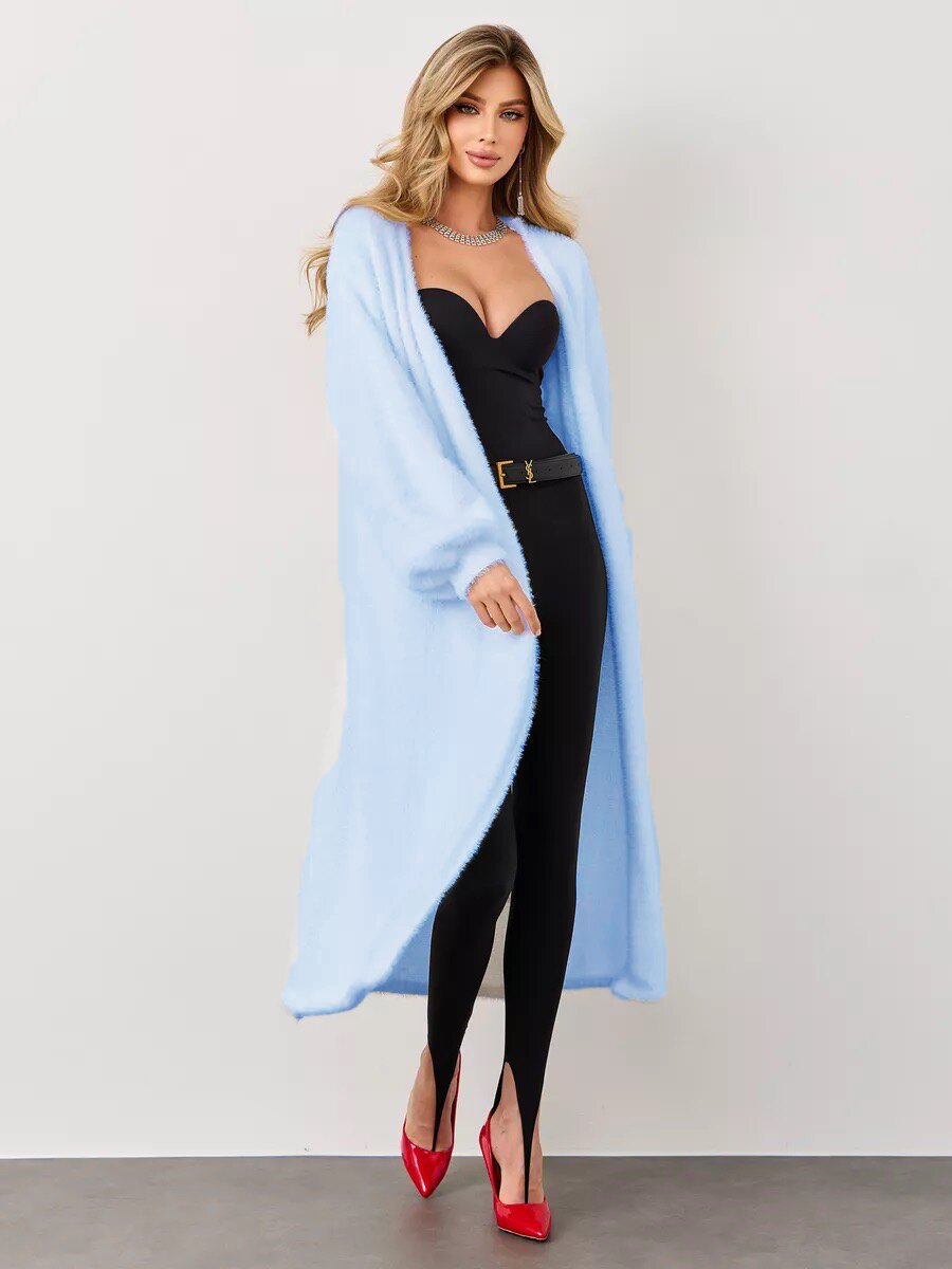 Manteau long pour femmes en matériau confortable avec une coupe ouverte Chic & Stil