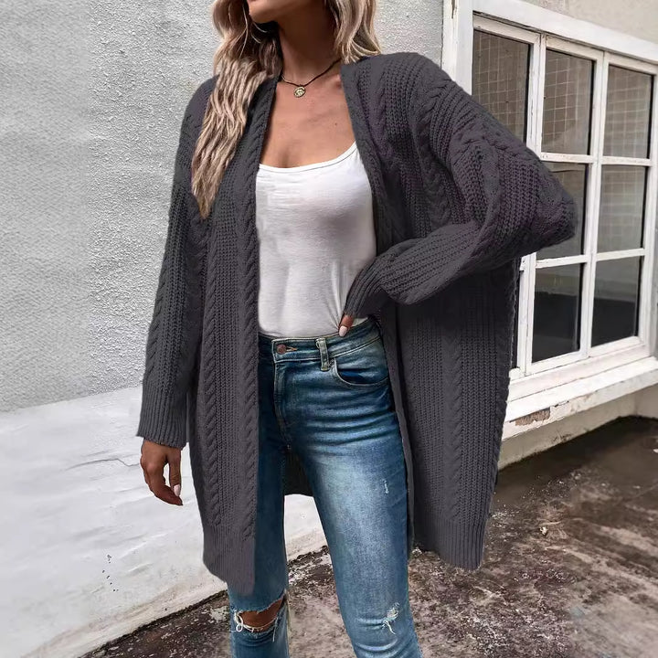 Women Chunky Knit Cardigan with Loose Fit and Structured Look Lune London