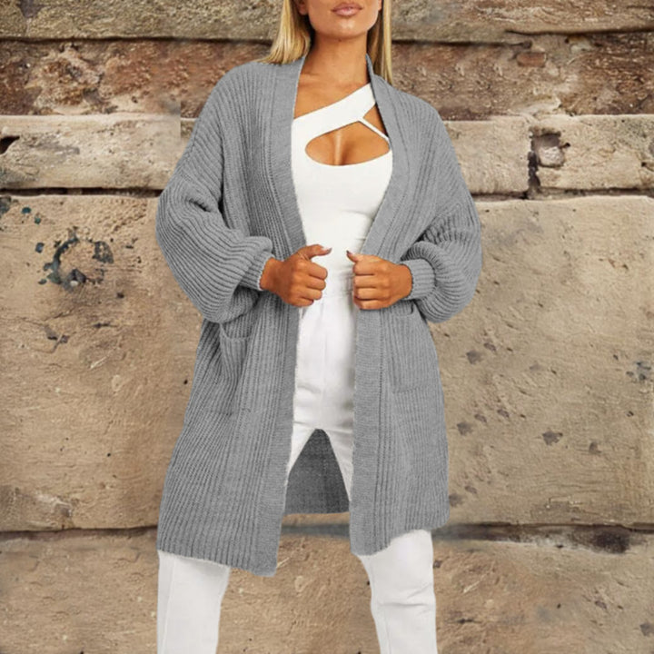 Women's knit cardigan with deep V-neck and generous pockets Lune London