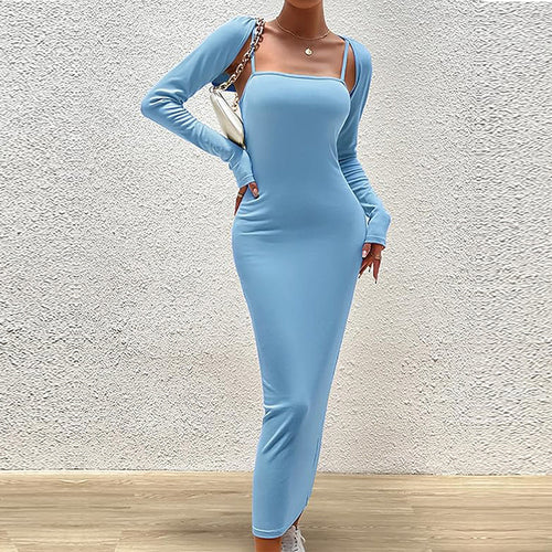 Robe maxi à manches longues pour femmes avec encolure carrée élégante et coupe flatteuse pour la silhouette Chic & Stil