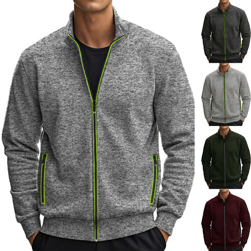 Men's leisure jacket with high collar and reflective zip details Amarae