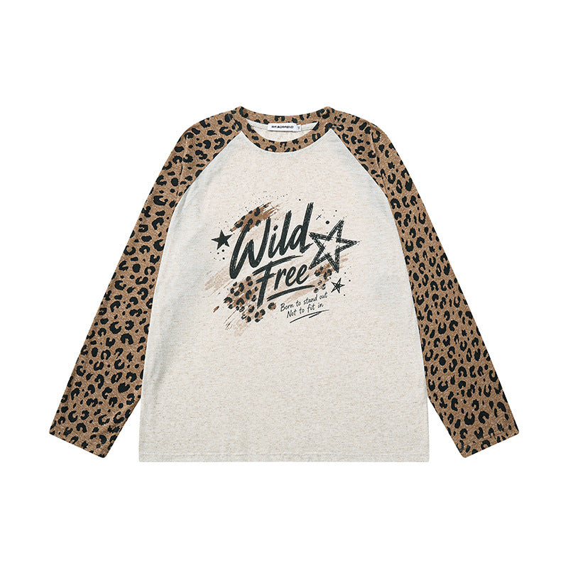 Women's Cotton Long Sleeve Shirt in Raglan Style with Leo Sleeves and Statement Front Print Amarae
