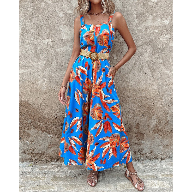 Ladies Jumpsuit Large Leg Floral Print Lune London