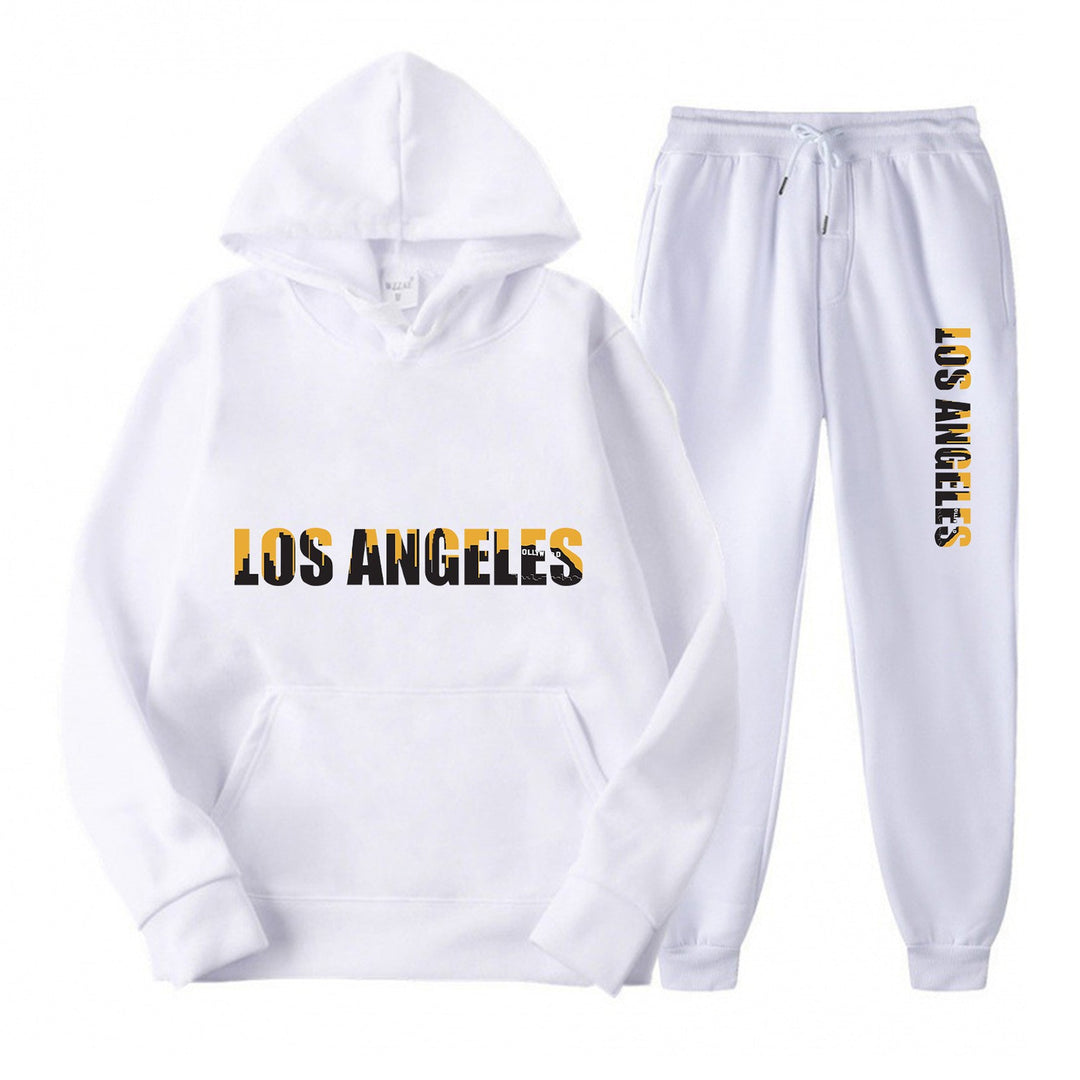 Women's leisure hoodie and jogging pants set with casual Los Angeles lettering Chic & Stil