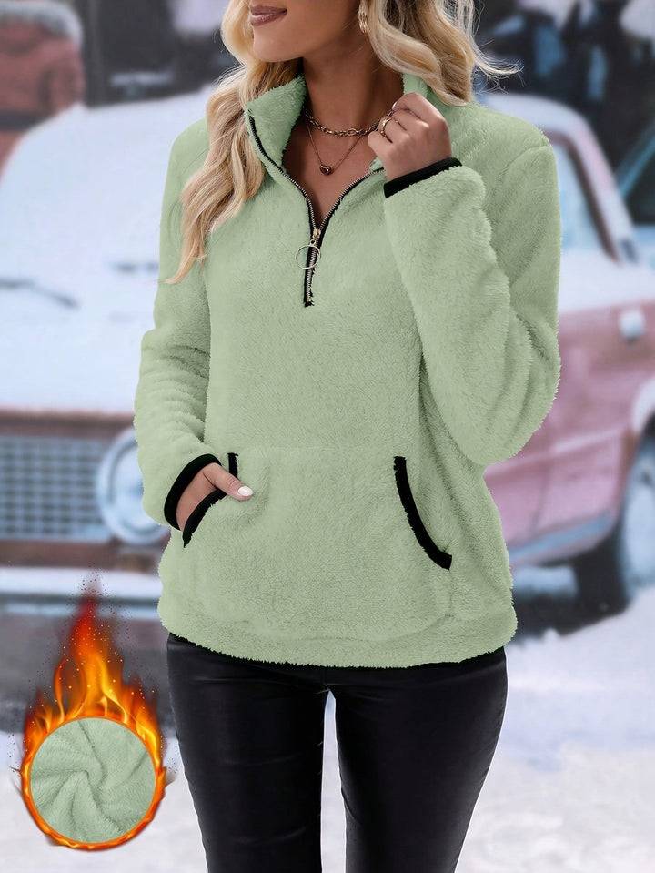Lune London | Women's Fleece Pullover with Contrasting Pockets and Zipper