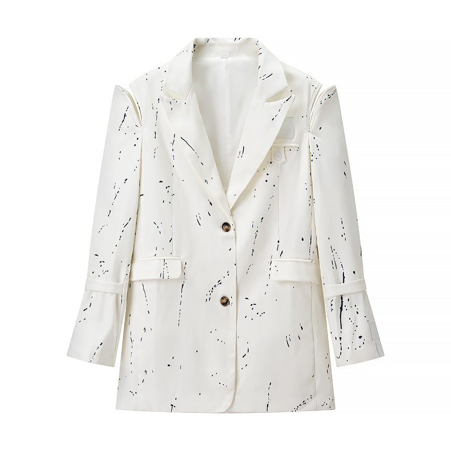 Women's Oversized Blazer with Cut-Out Shoulders and Color Splash Look Amarae