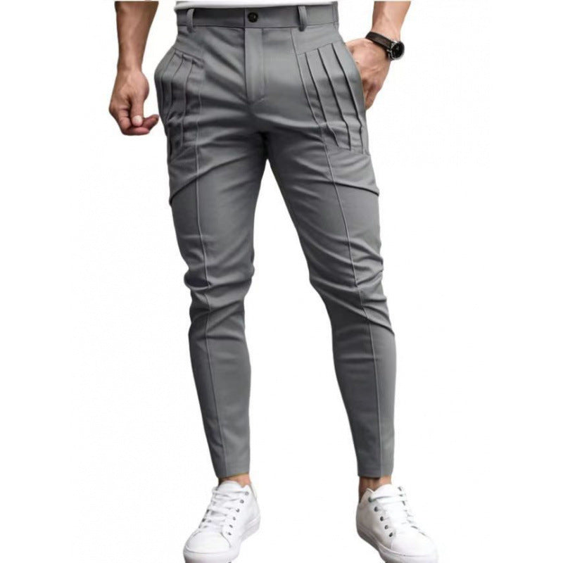 Elegant slim-fit men's trousers with high-quality pleats and practical pockets Lune London